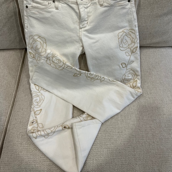 Allen B. White Jeans with Floral Stitching, 28, EUC - Picture 2 of 8